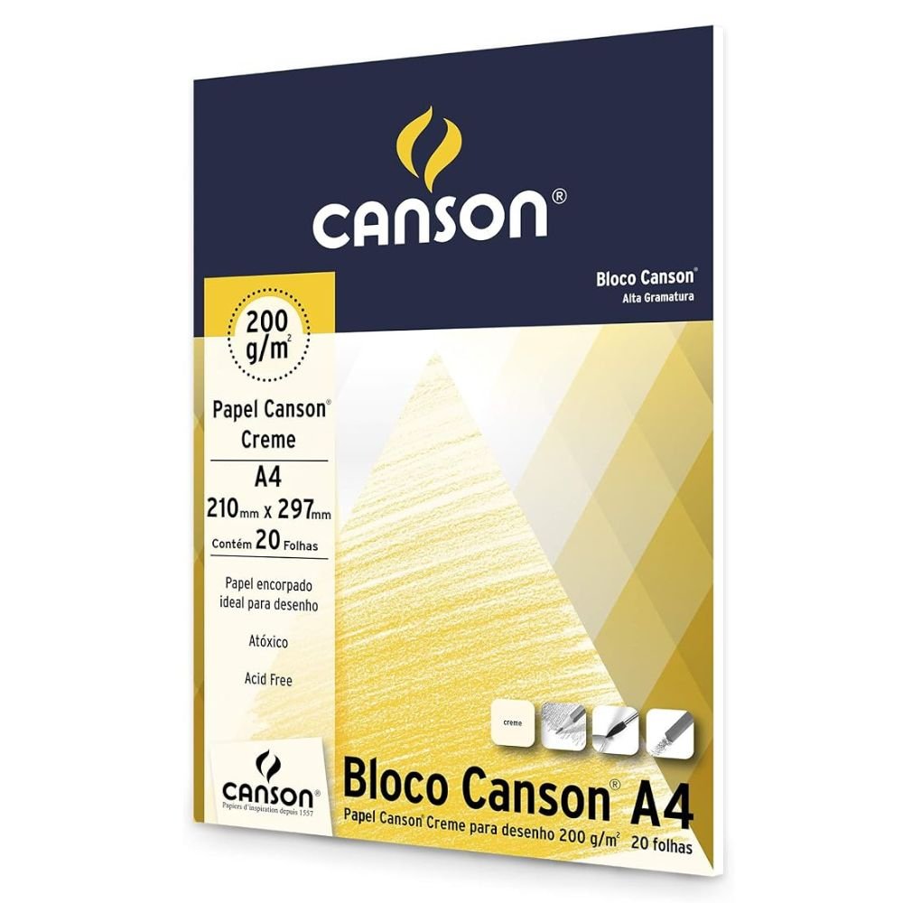 Bloco Desenho Canson 200 Gramas A4 Creme 20 Folhas - 66667042