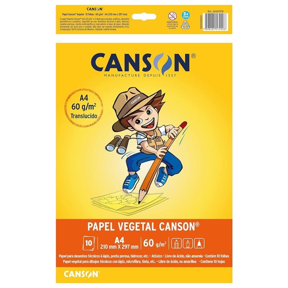 Papel Vegetal Canson 60 Gramas A4 10 Folhas - 66667078