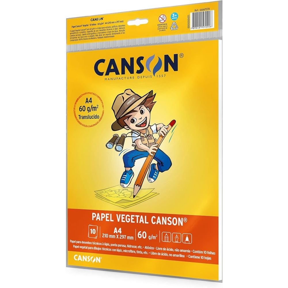 Papel Vegetal Canson 60 Gramas A4 10 Folhas - 66667078