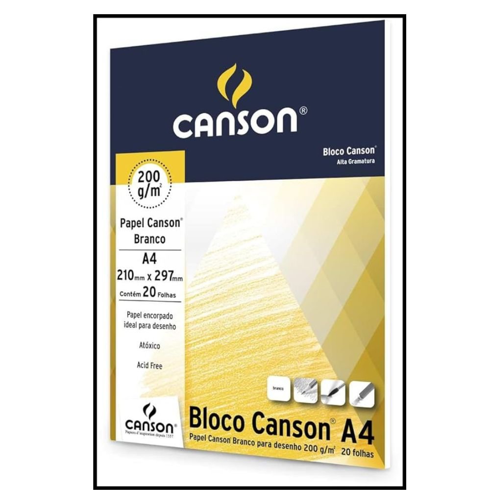 Bloco para Desenho Canson 200 Gramas A4 Branco 20 Folhas - 66667045