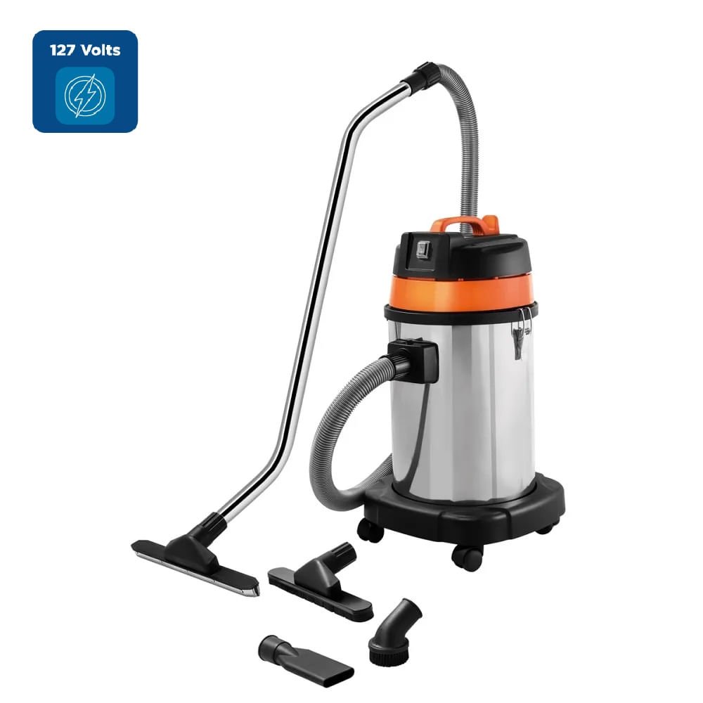 Aspirador de Pó para Sólidos e Líquidos Tramontina 30 Litros 1400W Inox - 127 Volts