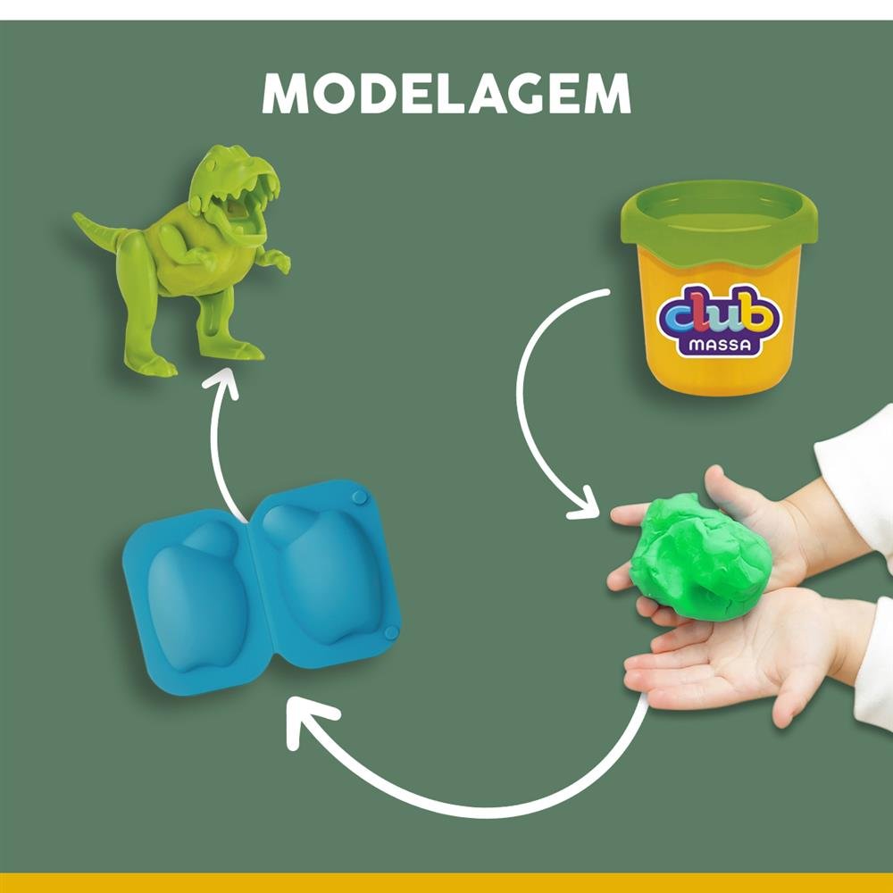 Club Massa Monta Dinos Super Kit Completo - Usual Brinquedos