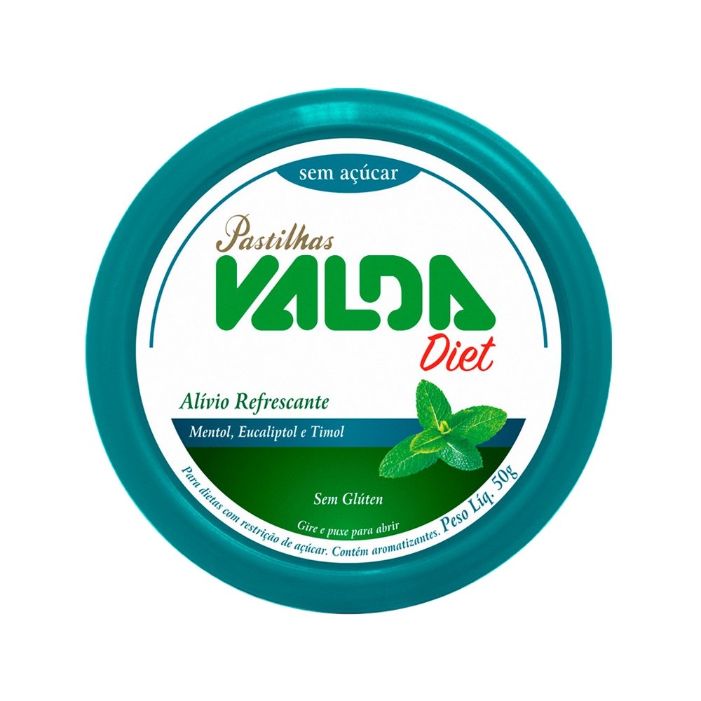 Pastilha Valda Diet Lata 50g - Embalagem com 10 Unidades