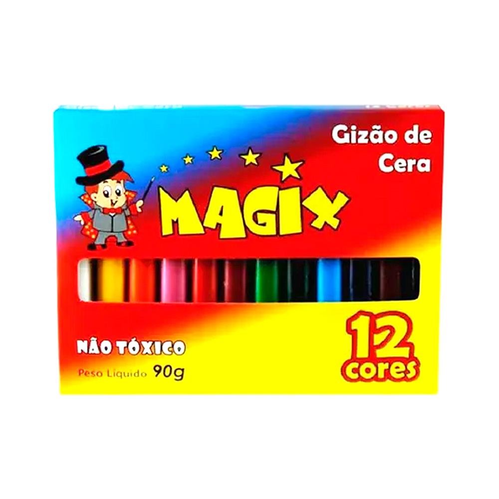Giz De Cera Grosso Magix 12 Cores C/12