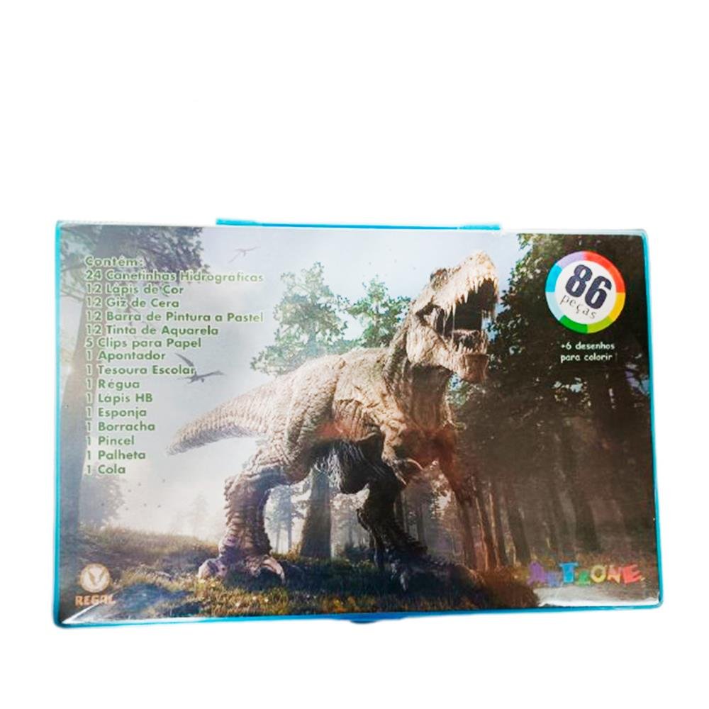 Estojo Desenho Art Zone 86 Pçs Dino