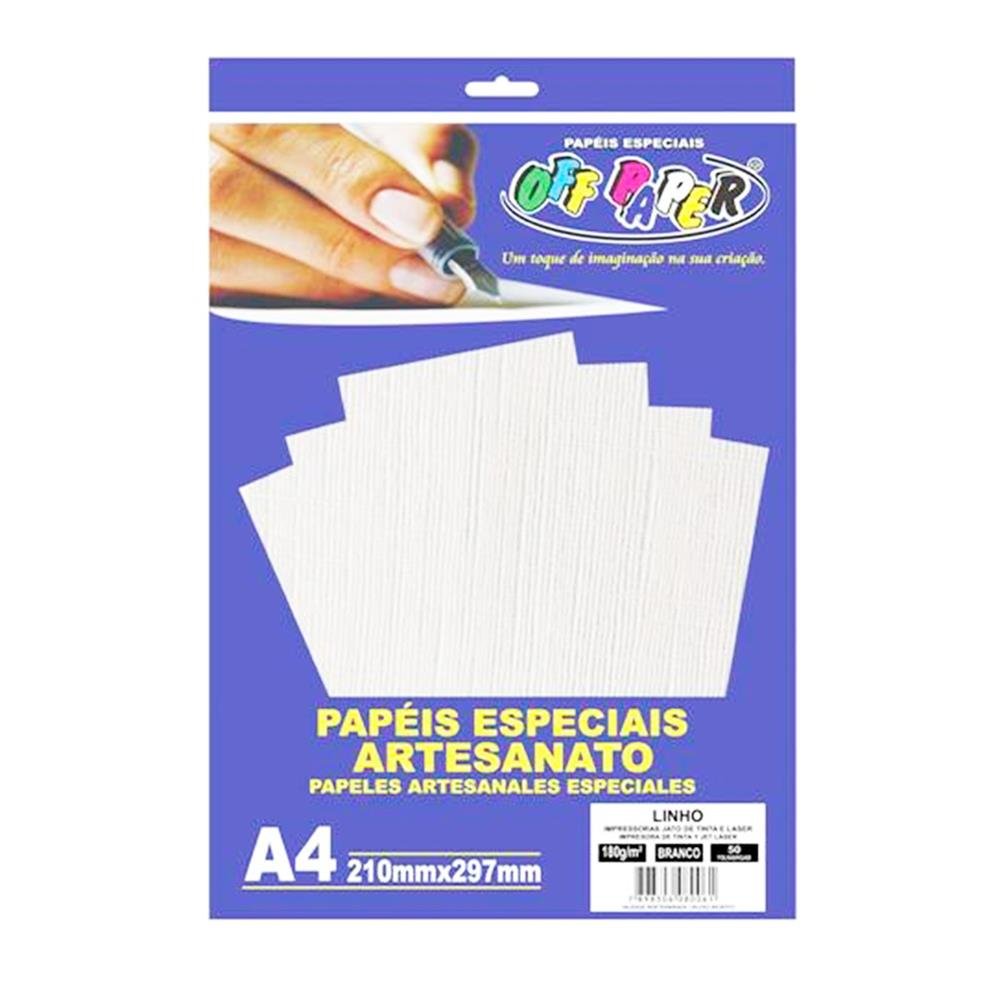 Papel Off Paper Linho Branco A4 180Gr C/50
