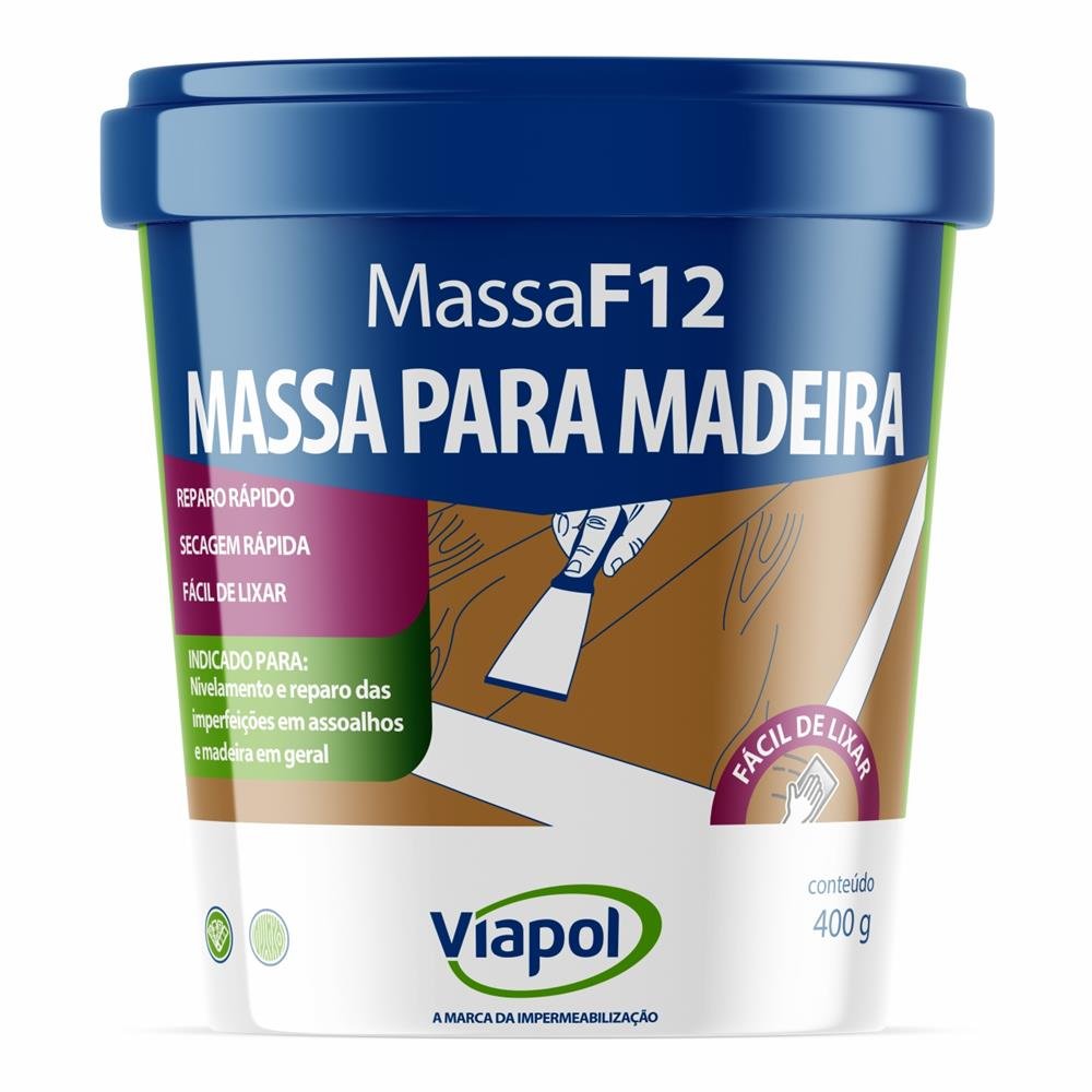 Massa Calafetar Madeira F12 400g Sucupira Viapol