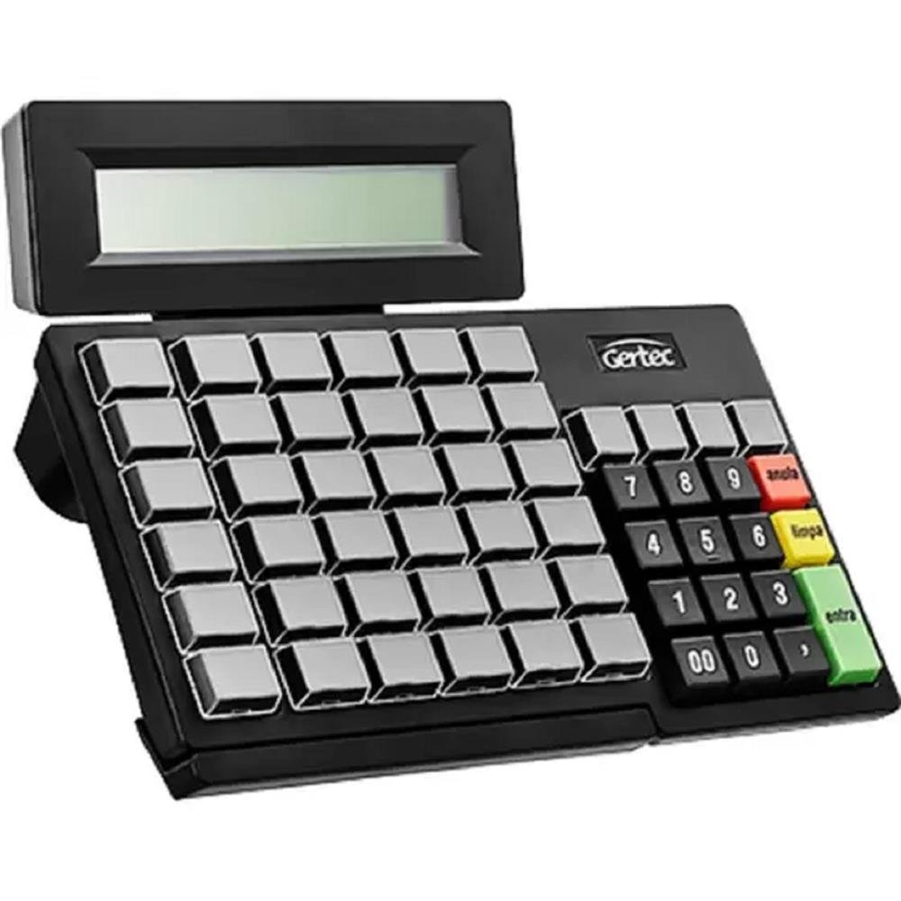 Teclado Gertec Para Pvd Com Display 55 Teclas Preto