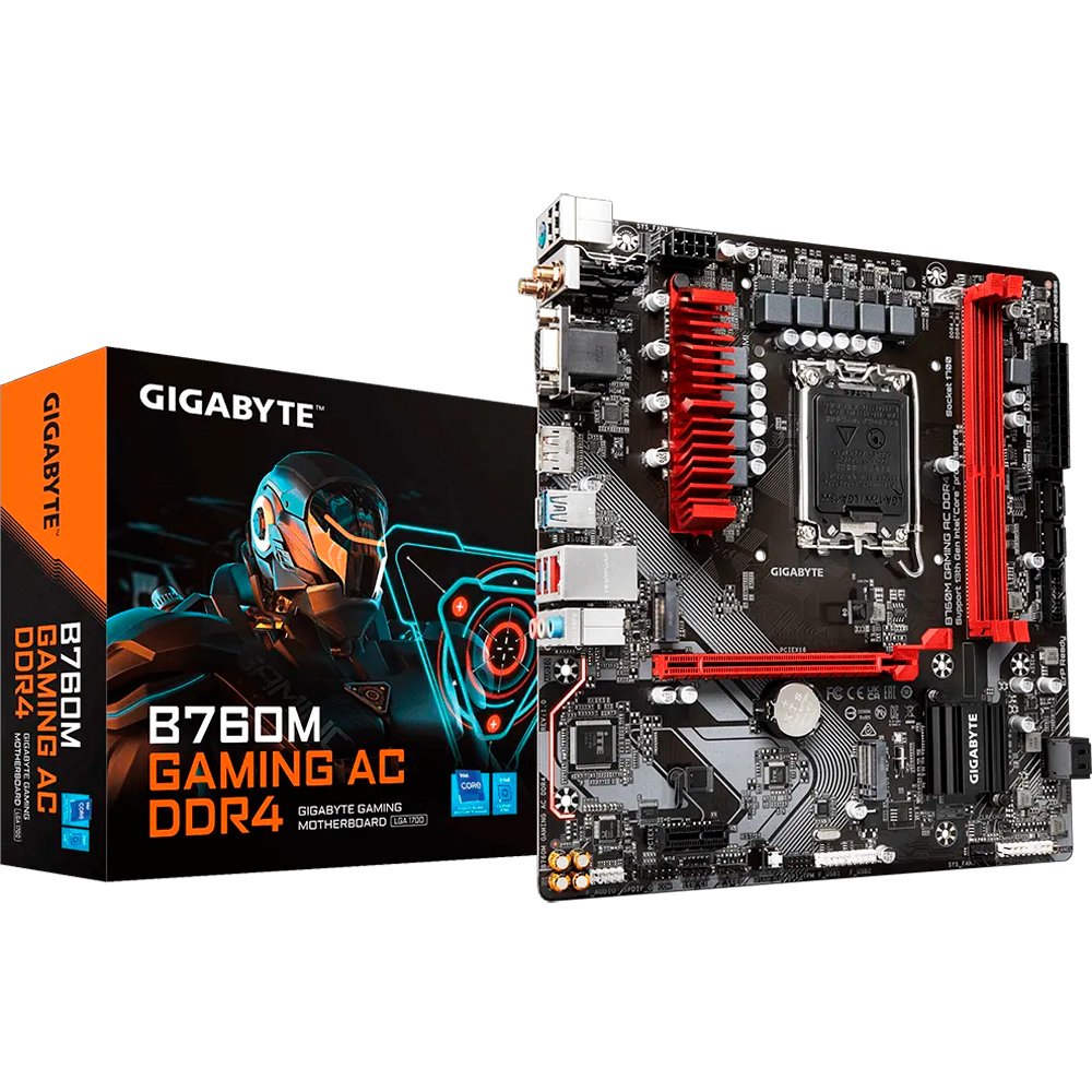 Placa Mãe Gigabyte B760m Gaming Ac Ddr4, Chipset B760, Intel Lga 1700, Matx, Ddr4