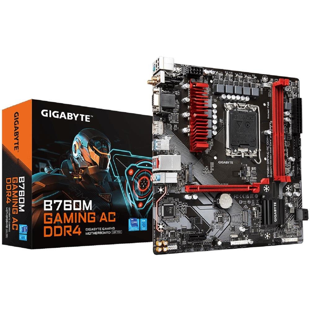 Placa Mãe Gigabyte B760m Gaming Ac Ddr4, Chipset B760, Intel Lga 1700, Matx, Ddr4