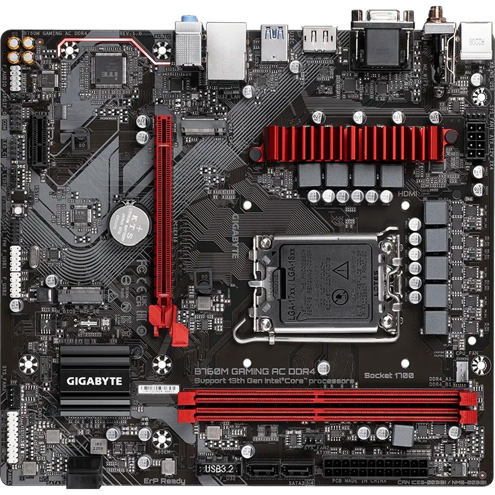 Placa Mãe Gigabyte B760m Gaming Ac Ddr4, Chipset B760, Intel Lga 1700, Matx, Ddr4