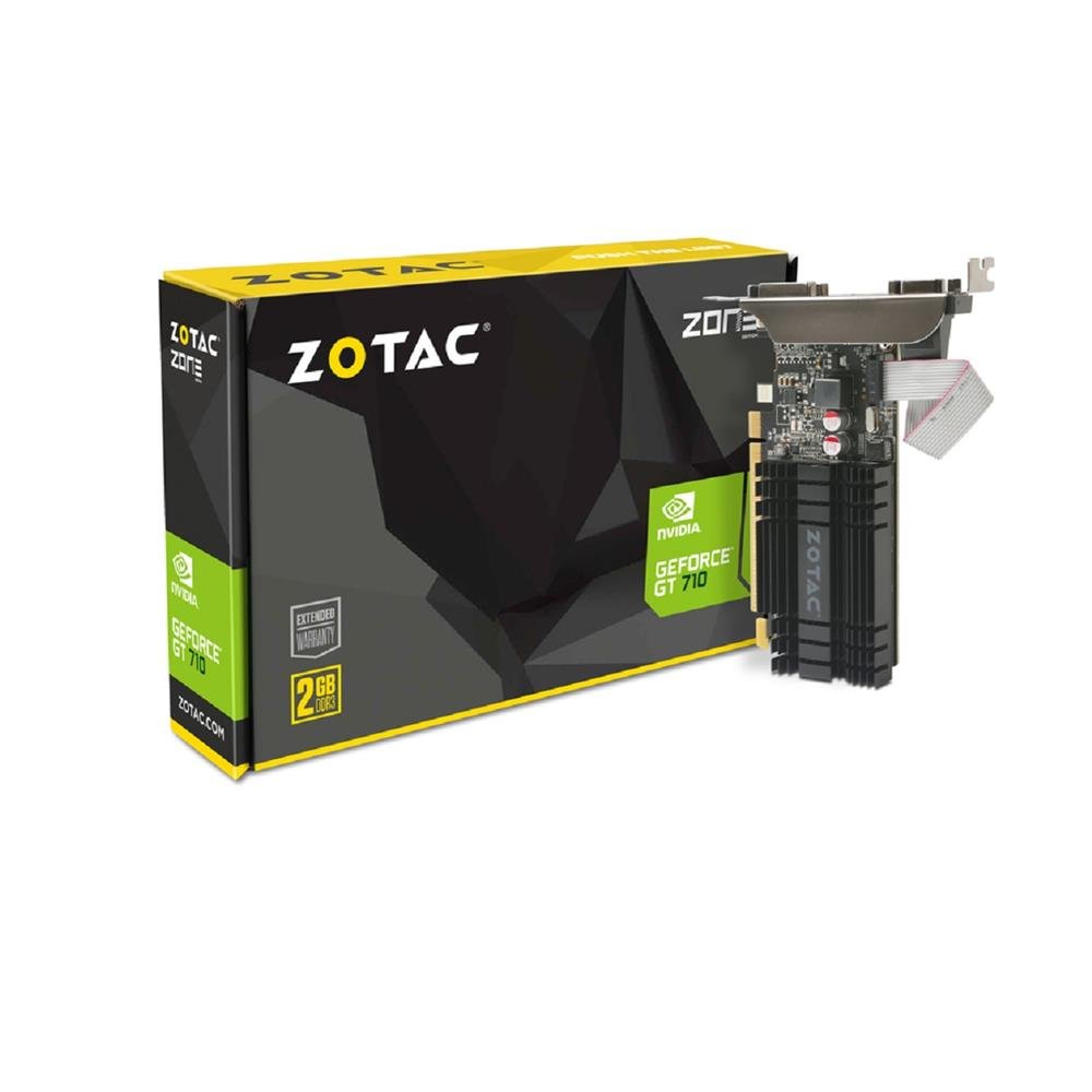 Placa De Vídeo Zotac Geforce Gt 710, 2Gb, Gddr3, 64-Bit