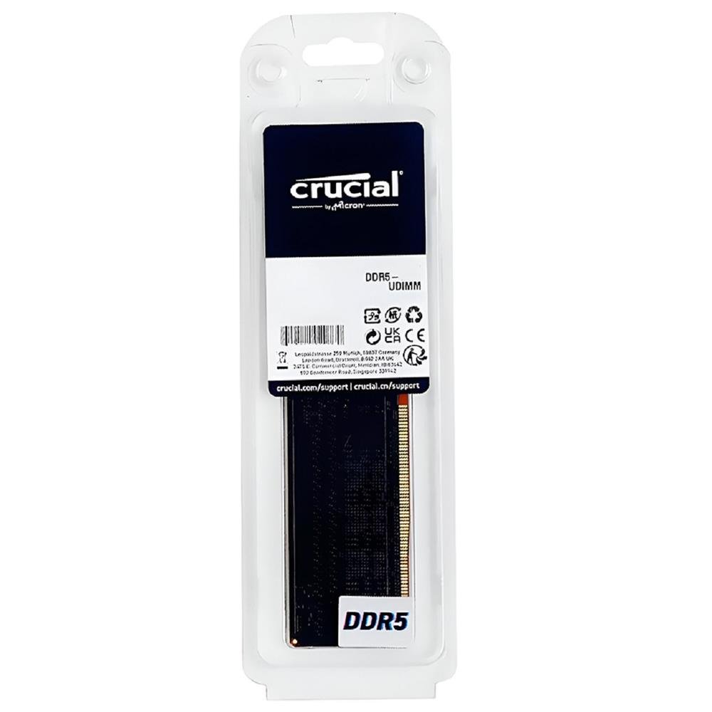 Memória U-Dimm Ddr5 16Gb/4800 Crucial, 16Gb, Ddr5, 4800 Mhz