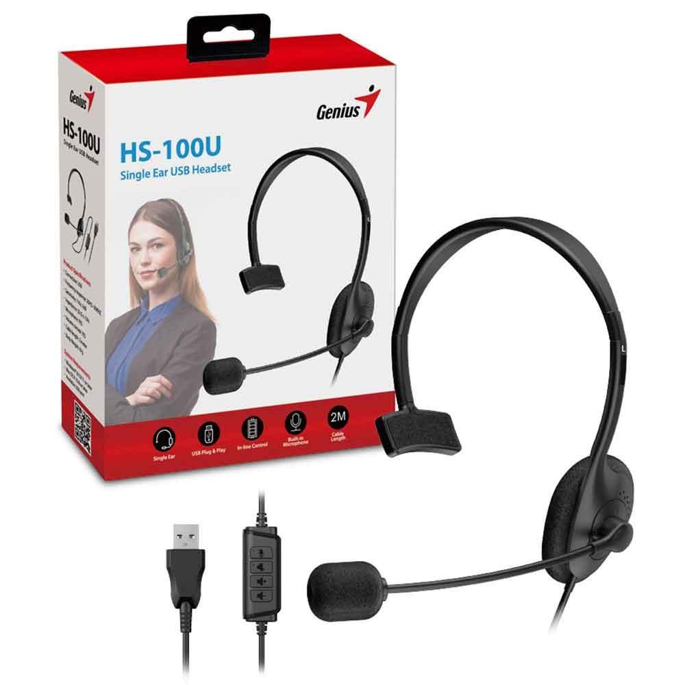 Fone De Ouviido Mono Com Mic Genius Hs-100u Usb