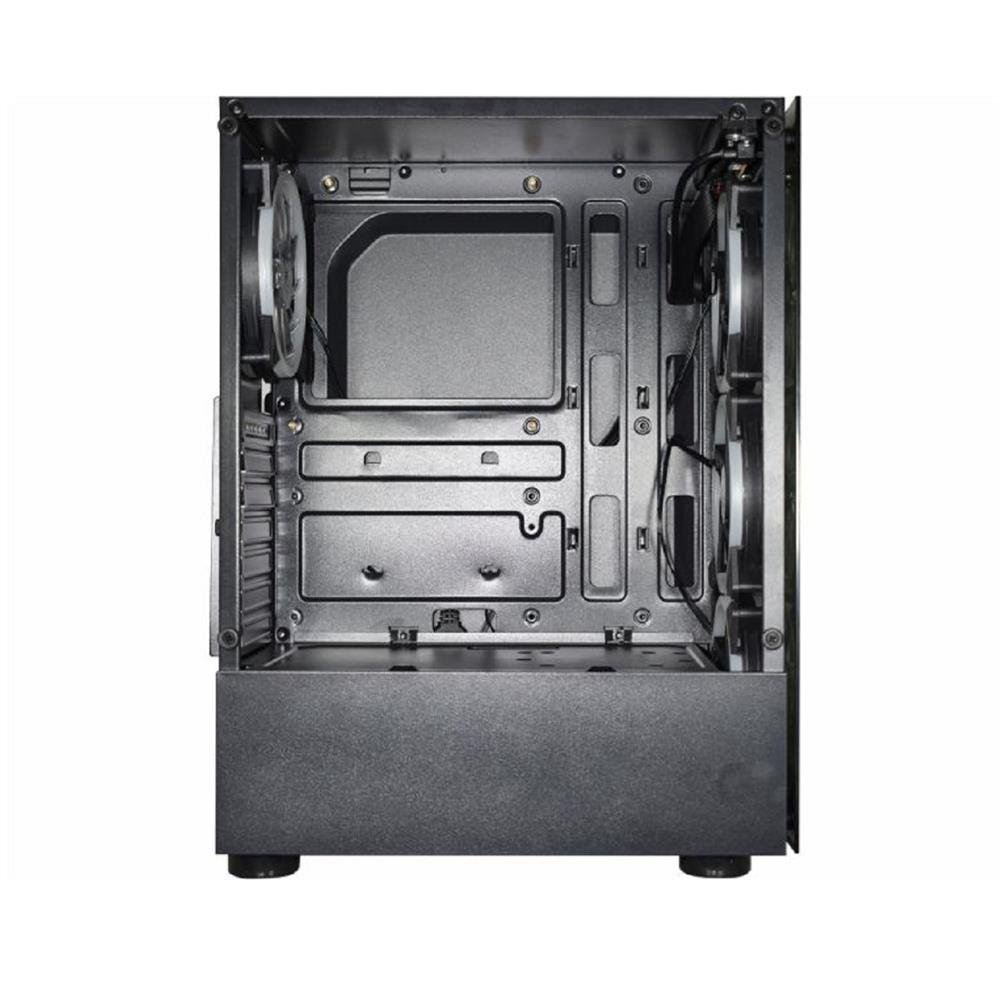 Gabinete Gamer K-MEX CG-10W5, RGB, Mid Tower, Lateral de Vidro, Com 3 Fans, Preto