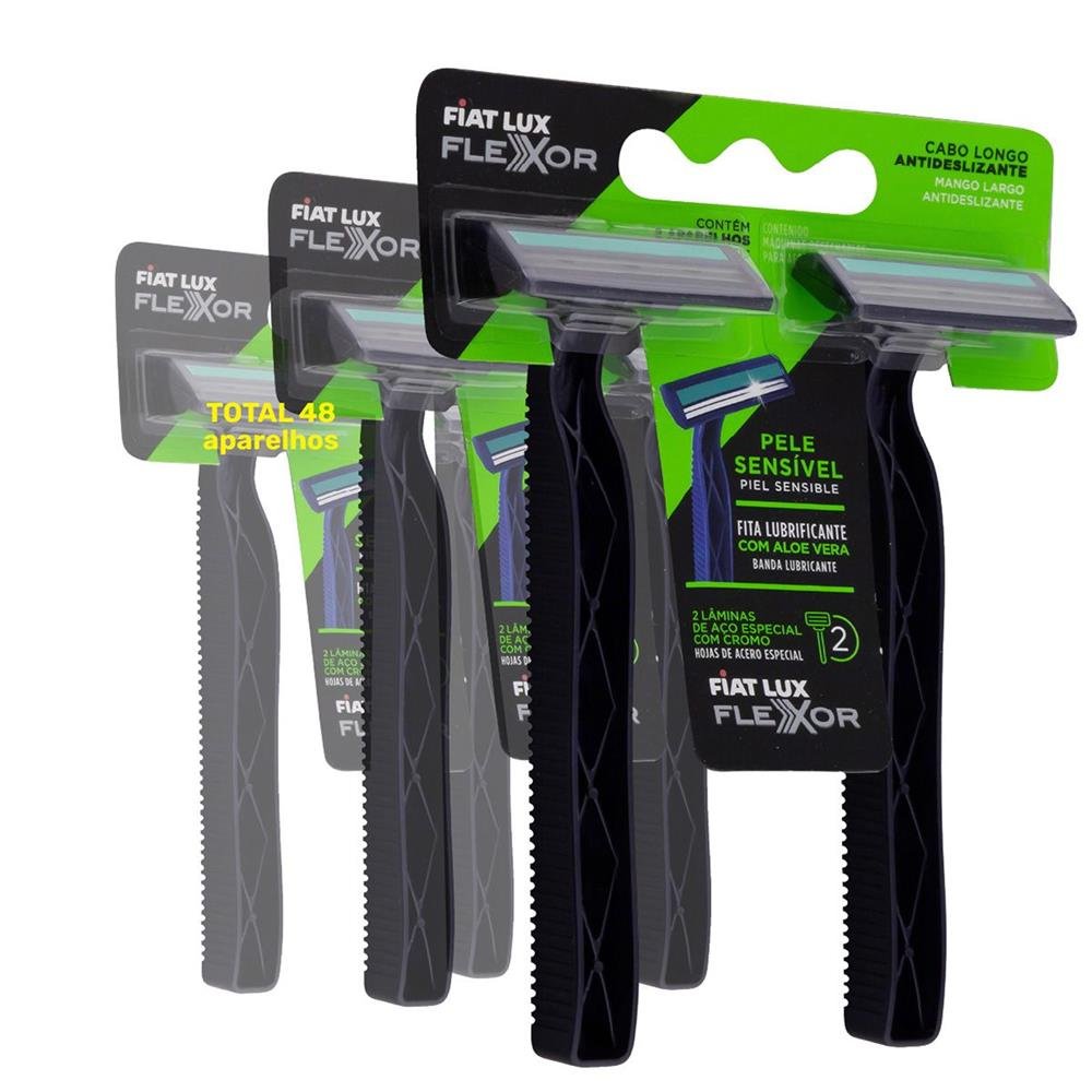 Kit Barbeador Descartavel Aparelhos De Barbear Com 48 Unidades Fiat Lux Flexor