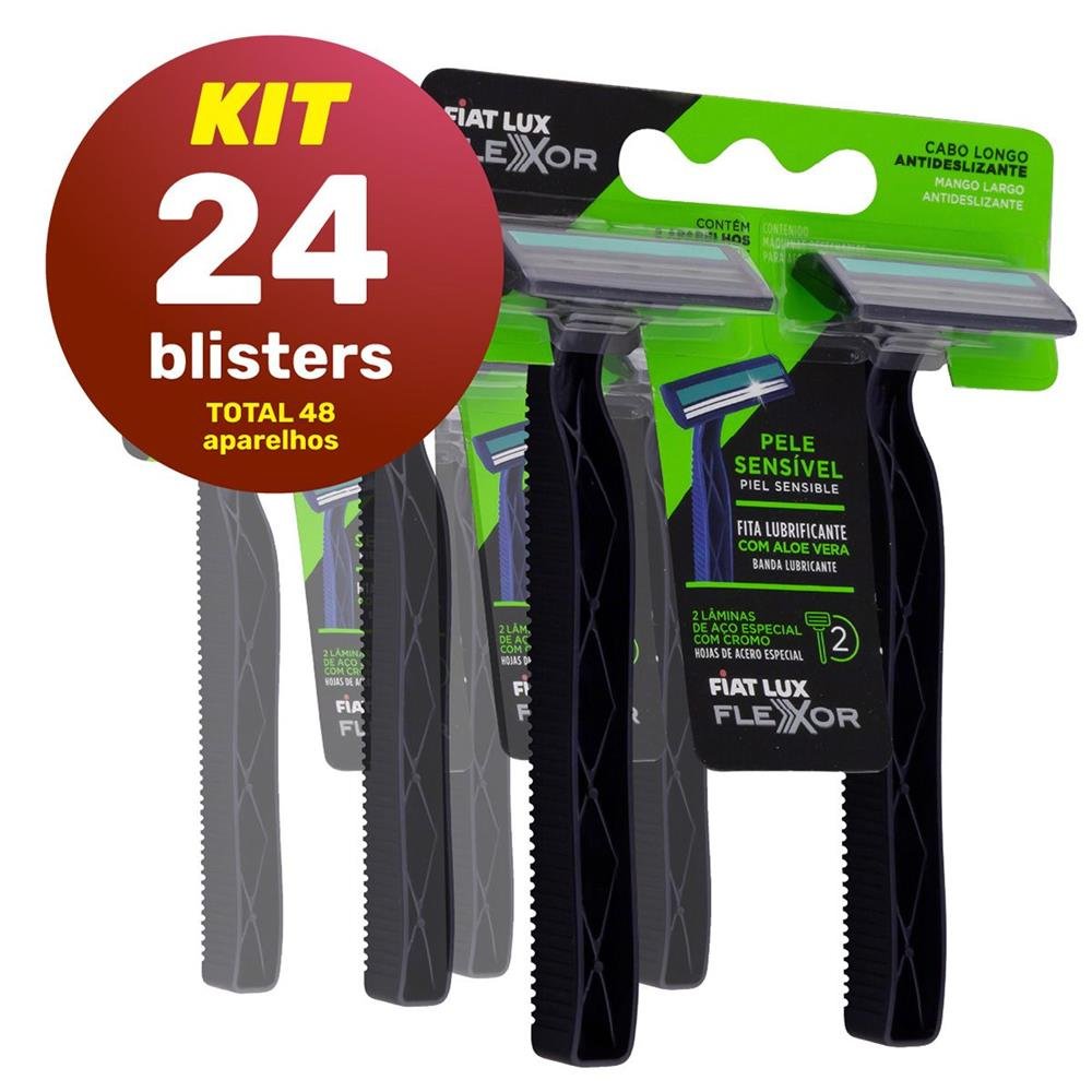 Kit Barbeador Descartavel Aparelhos De Barbear Com 48 Unidades Fiat Lux Flexor