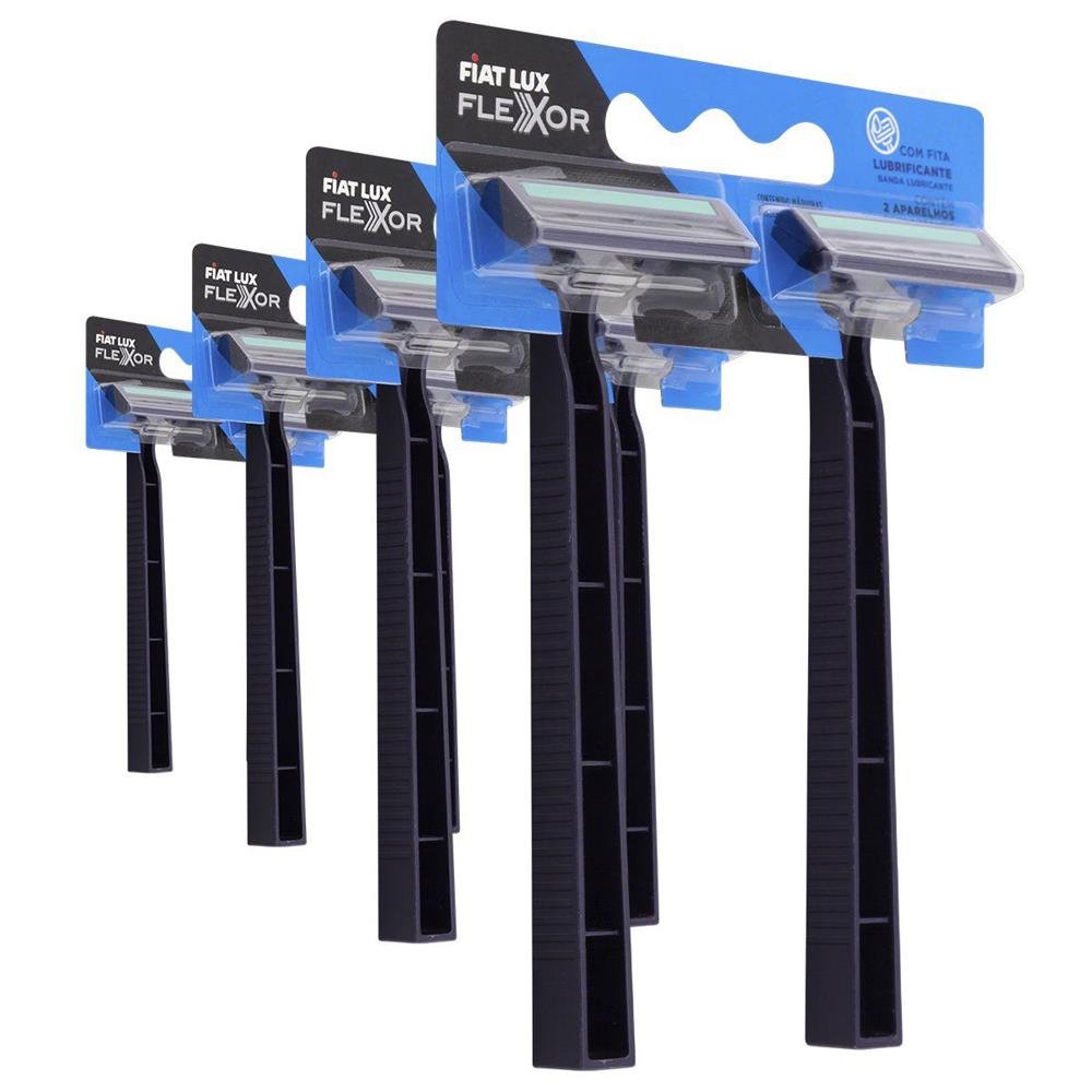Kit Barbeador Descartavel Aparelhos De Barbear Com 2 Laminas Com 48 Unidades Fiat Lux Flexor Cores Sortidas