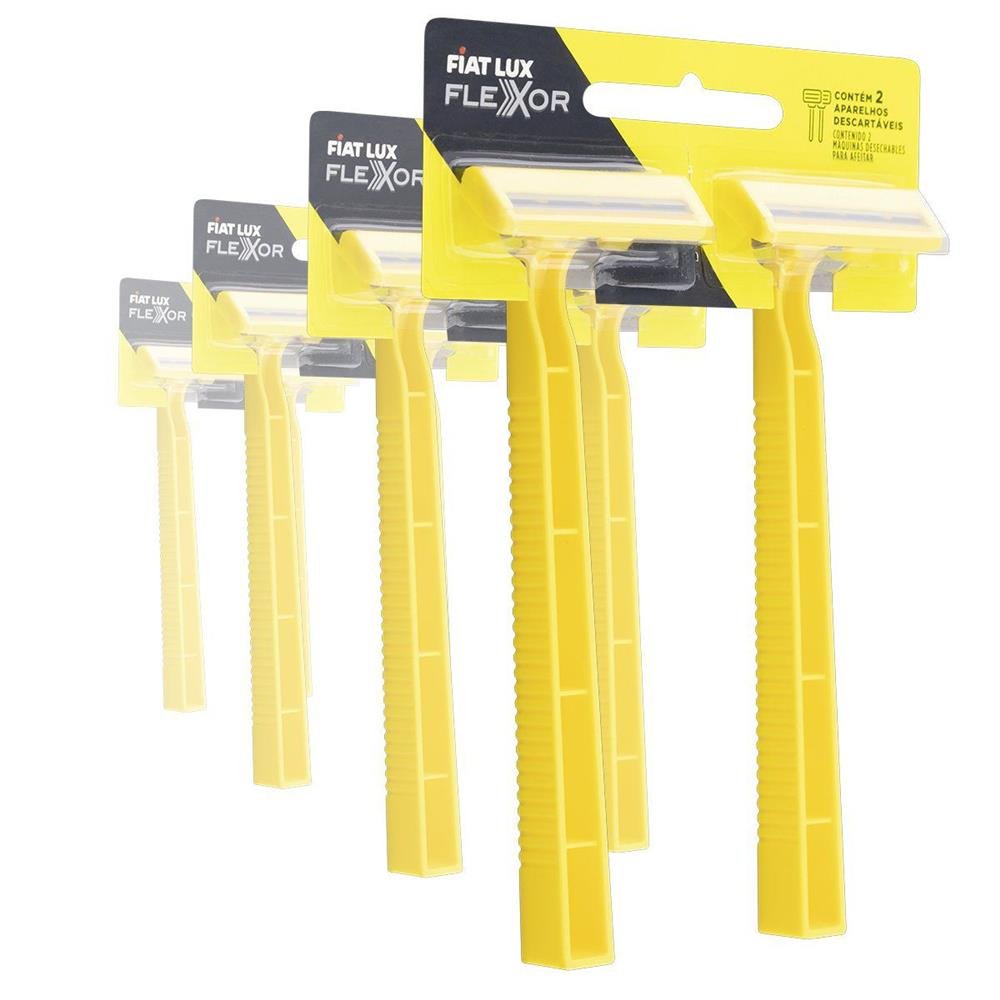 Kit Aparelhos De Barbear Barbeador Descartavel Com 2 Laminas Com 24 Unidades Fiat Lux Flexor Cabo Resistente