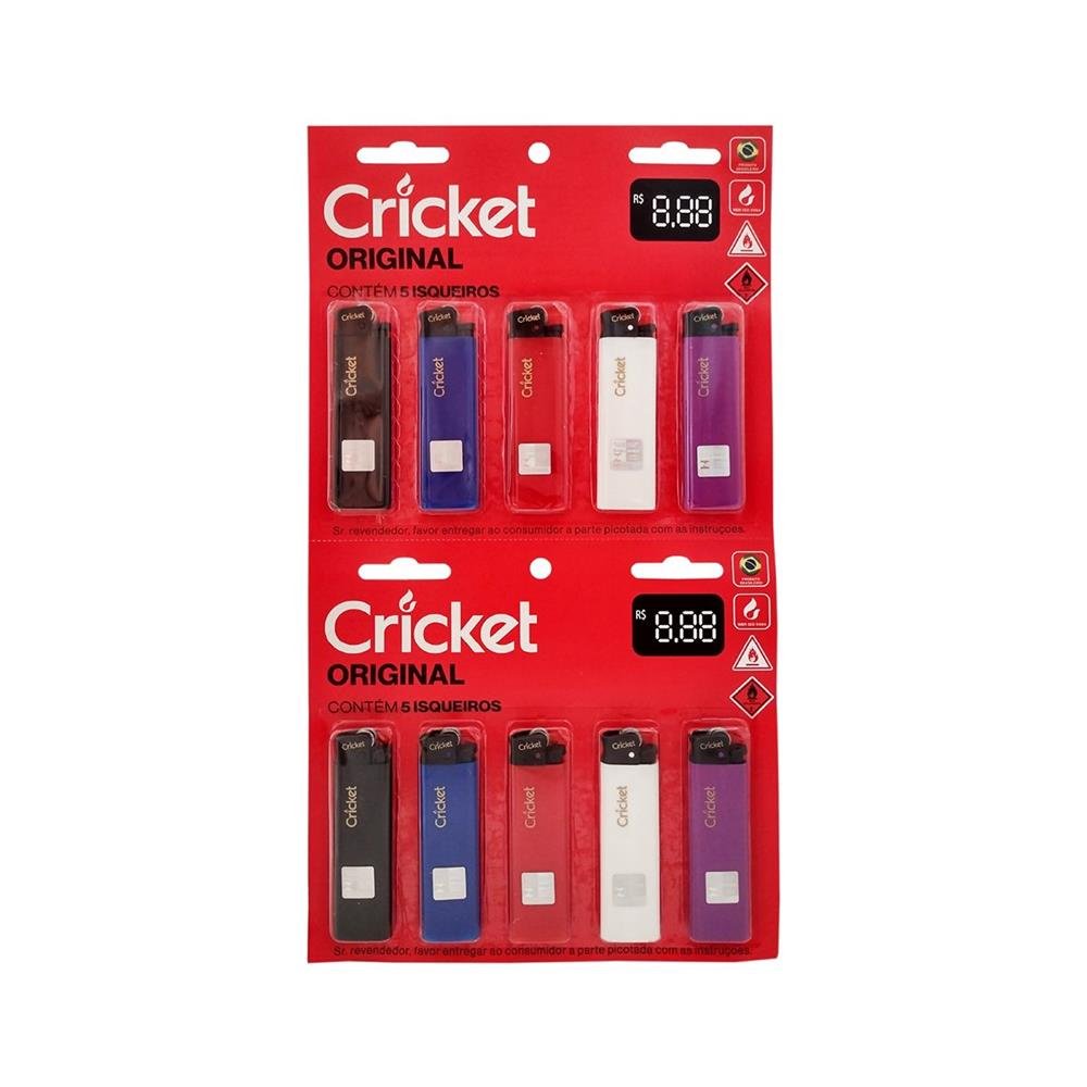 Kit Com 10 Pacotes De Isqueiro Cricket Original Cartela Com 10 Unidades Cada