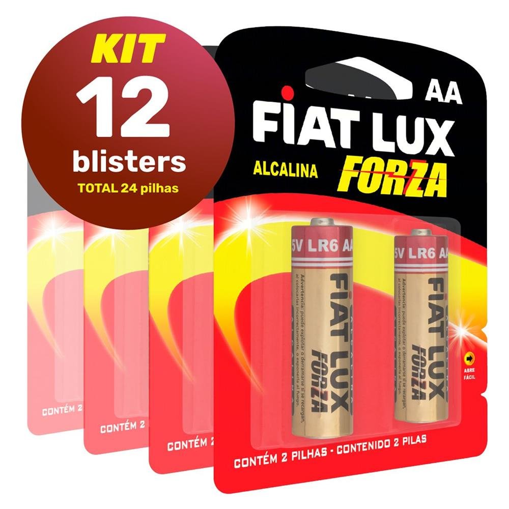 Pilha Alcalina Aa Pequena Fiat Lux 24 Unidades