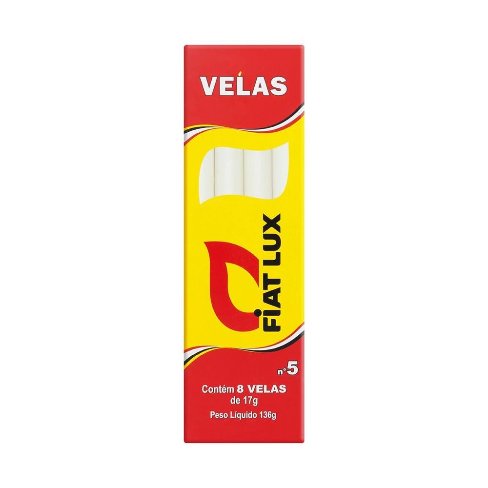 Vela Palito Branca de Parafina Numero 5 Fiat Lux 192 Unidades