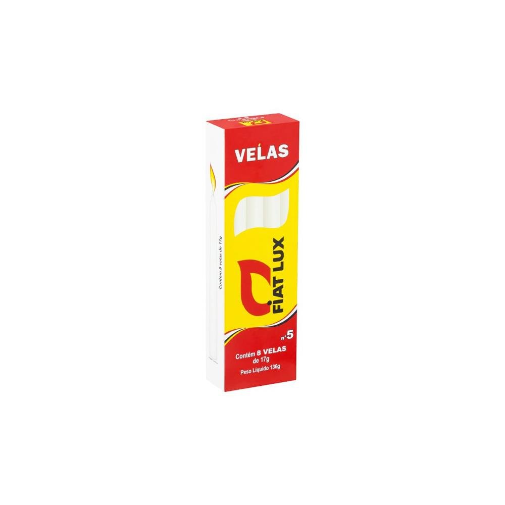 Vela Palito Branca de Parafina Numero 5 Fiat Lux 192 Unidades