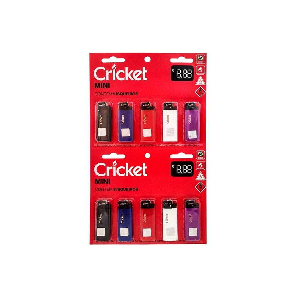 Isqueiro Cricket Mini Classic Cartela Com 10 Un