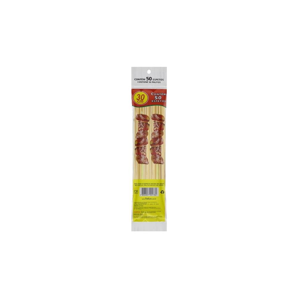 10 Pacotes De Espeto Para Churrasco De Bambu 30 Cm Fiat Lux 50 Unidades Cada