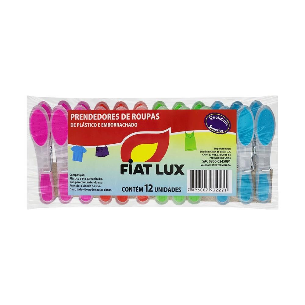 Kit Prendedor Roupas Plastico Emborrachado Fiat Lux 120 Unidades
