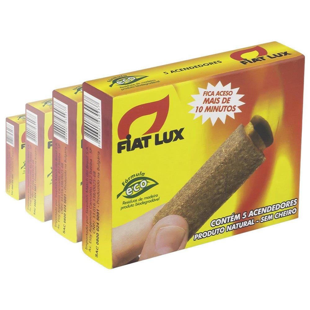 Kit Acendedor Para Carvão E Lenha Bastão Fiat Lux Caixa Com 10 Unidades