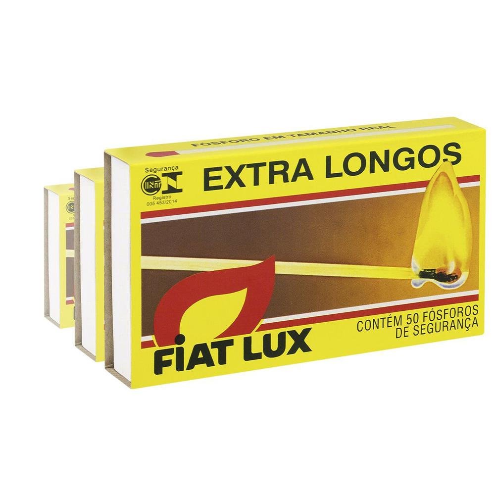 6 Caixas De Fosforo Fiat Lux Extra Longo Com 50 Unidades De 9,4Cm