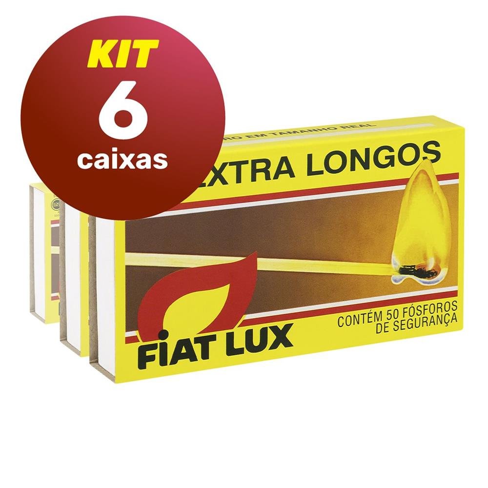 6 Caixas De Fosforo Fiat Lux Extra Longo Com 50 Unidades De 9,4Cm