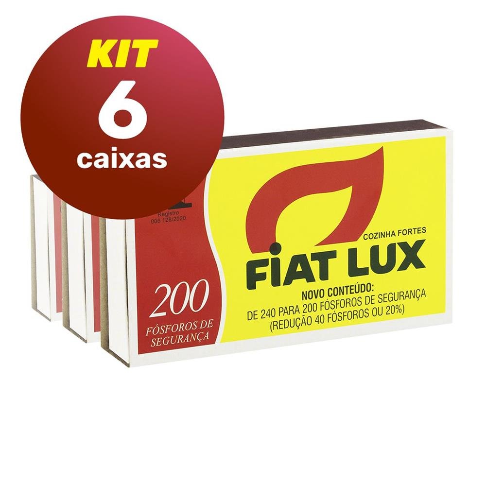 6 Caixas De Fosforo Cozinha Fortes Fiat Lux Caixa Com 200 Unidades De 5Cm