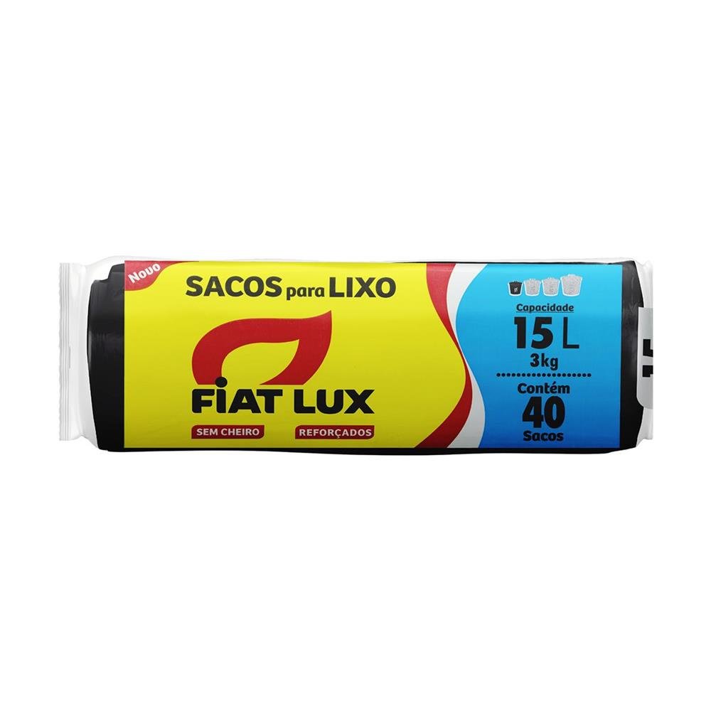 Saco Para Lixo Preto Fiat Lux 15 Litros 12 Unidades