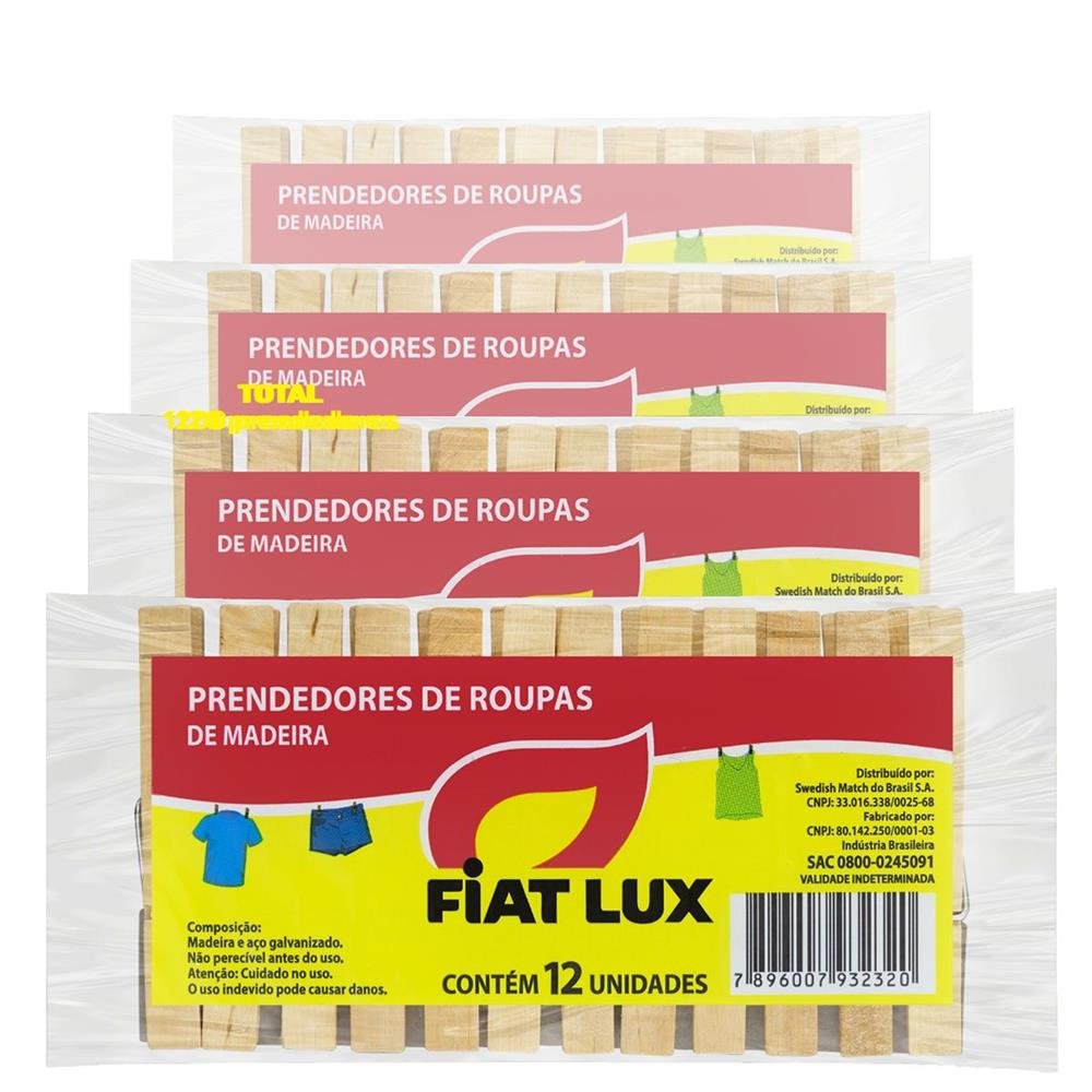 Prendedor De Roupas Ecologico Em Madeira Fiat Lux Com 600 Unidades