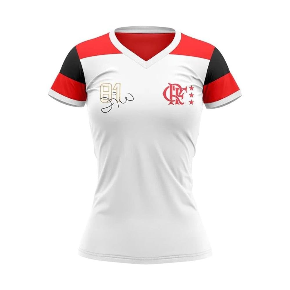 Camisa Flamengo Feminina Braziline Zico Retrô Branca P
