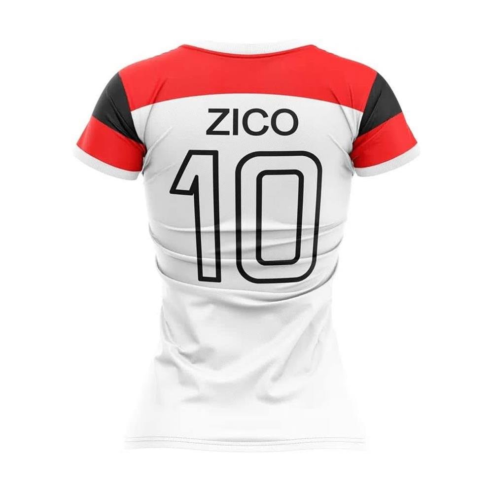 Camisa Flamengo Feminina Braziline Zico Retrô Branca P