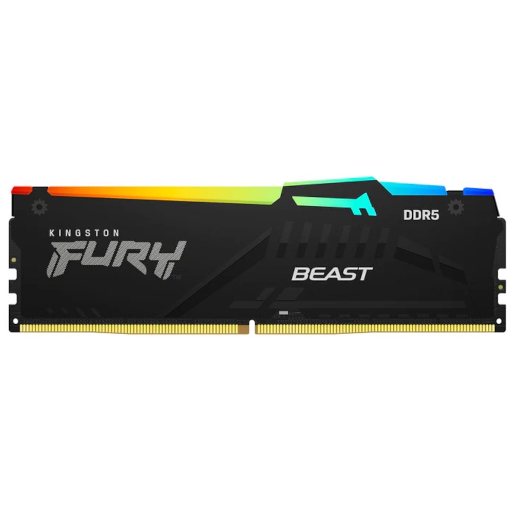 Memória DDR5 Kingston Fury Beast, RGB, 16GB, 5200Mhz, Black, KF552C40BBA-16