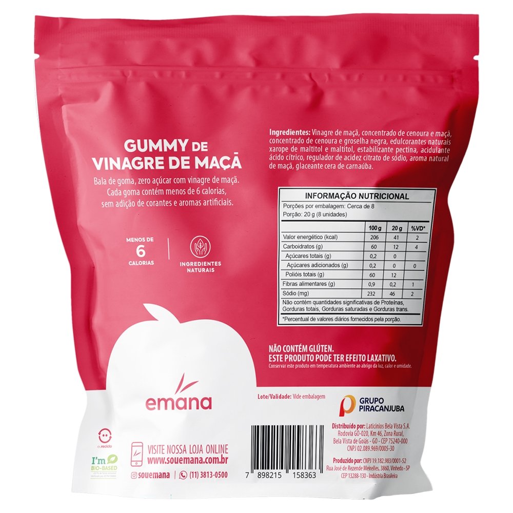 Gummy Vinagre de Maçã Emana Suplemento Alimentar 150g