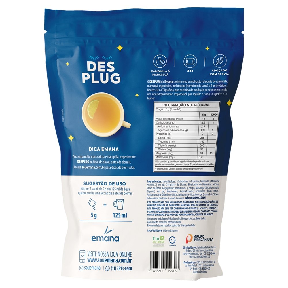 Suplemento Alimentar Emana Desplug Blend Aminoácidos Maracujá/Camomila/Especiarias 200g