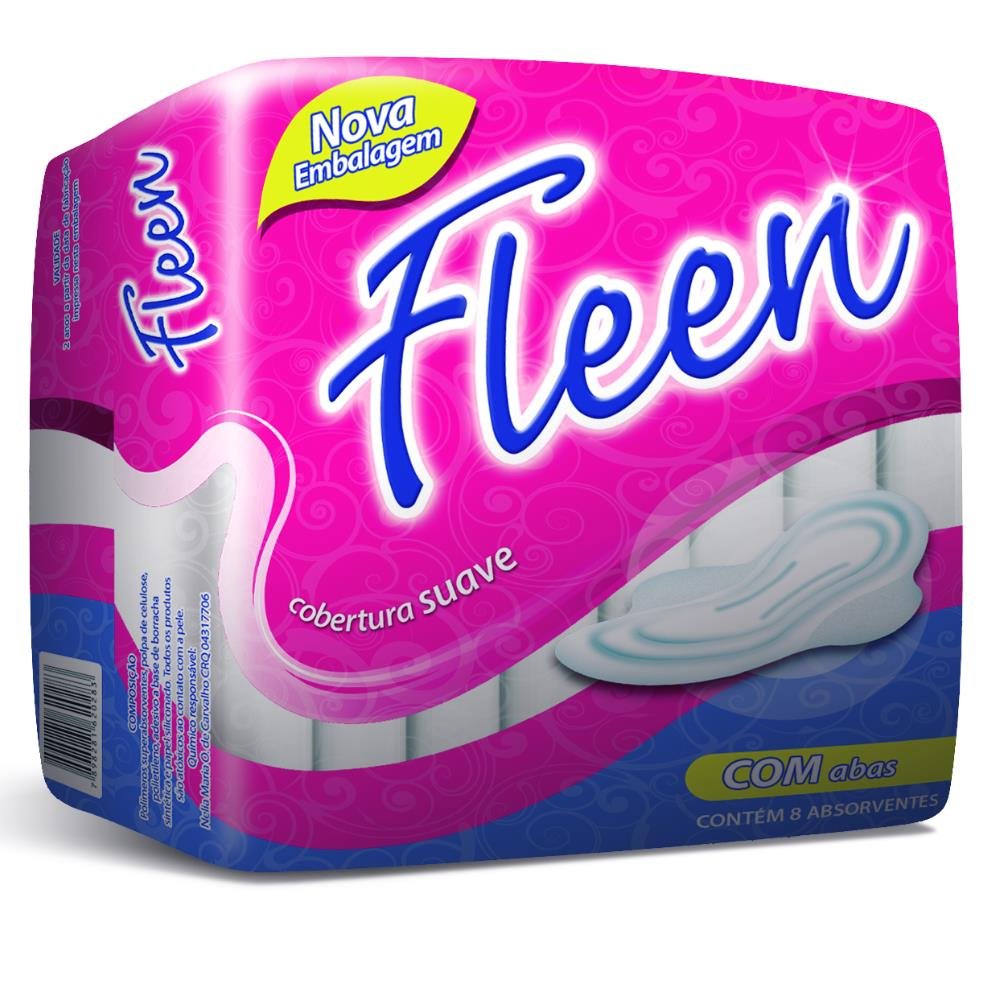 Absorvente Feminino Fleen com Abas - 8 Unidades