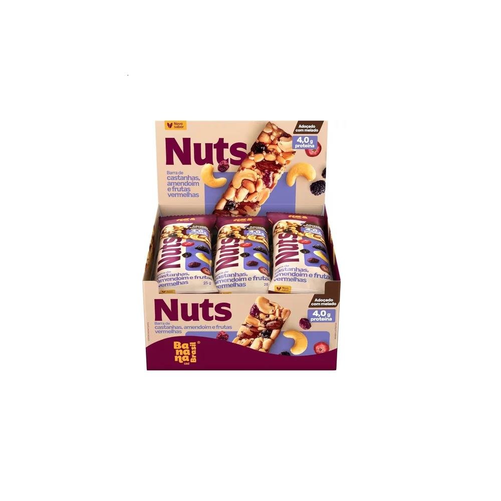 Barra Banana Brasil Nuts Zero Castanha e Frutas Vermelhas 12x25g