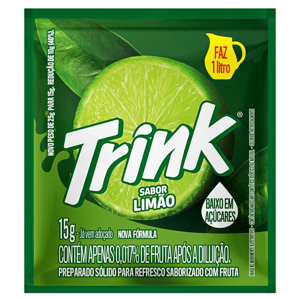 Refresco em Pó Trink Limão 15g - Embalagem com 15 Unidades