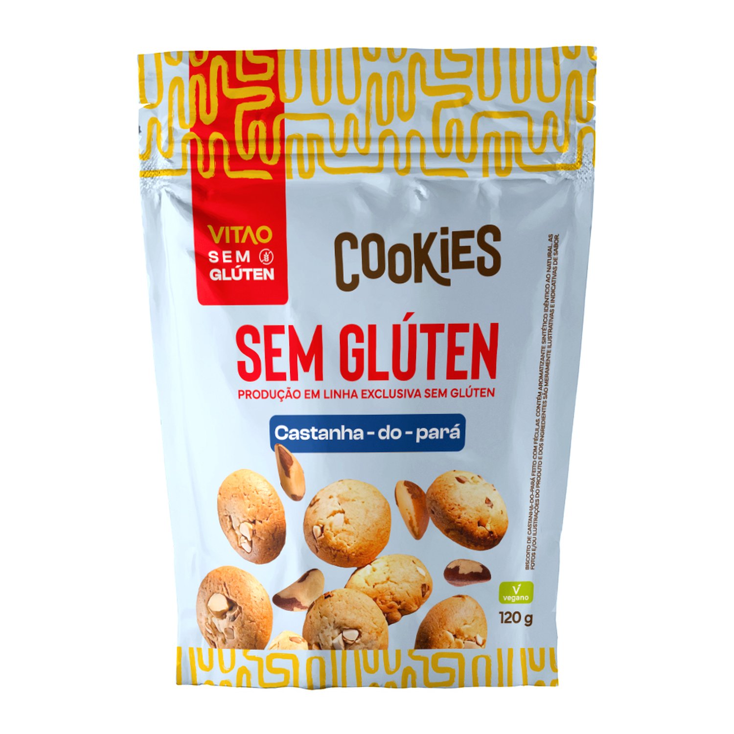 Cookies Sem Gluten Castanha do Para 120G Caixa Com 08 Unidades