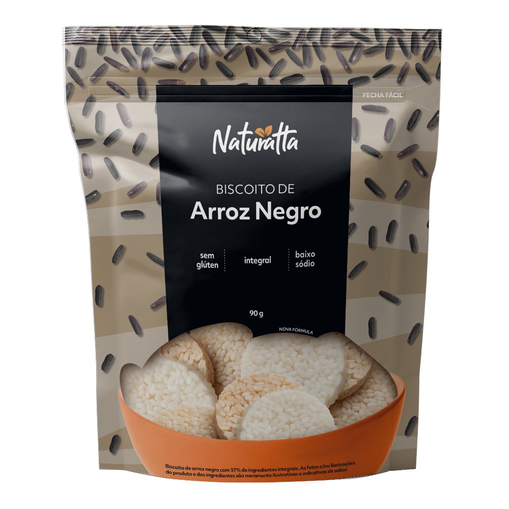 Naturatta Biscoito Arroz Negro 90G Caixa Com 20 Unidades
