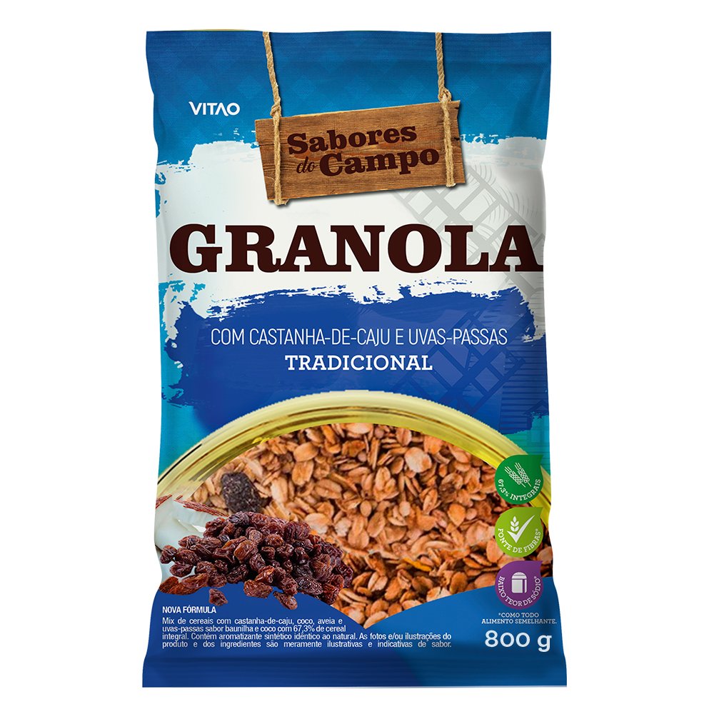 Granola Tradicional Sabores do Campo 800G Caixa Com 06 Unidades