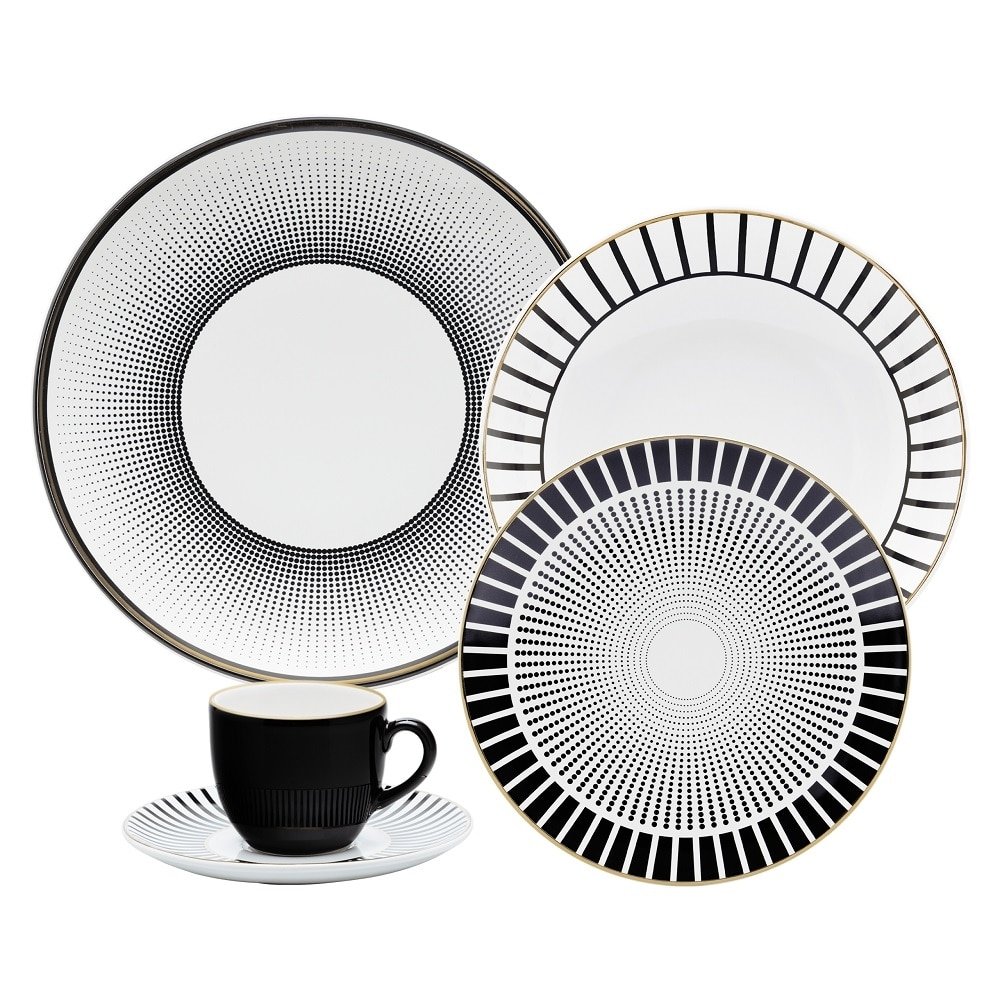 Aparelho de Jantar/Chá Oxford Coup Noir 30 Peças