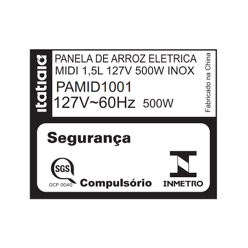Panela de Arroz Elétrica Itatiaia PAMID1001 - 1,5 Litros, Inox, 110V
