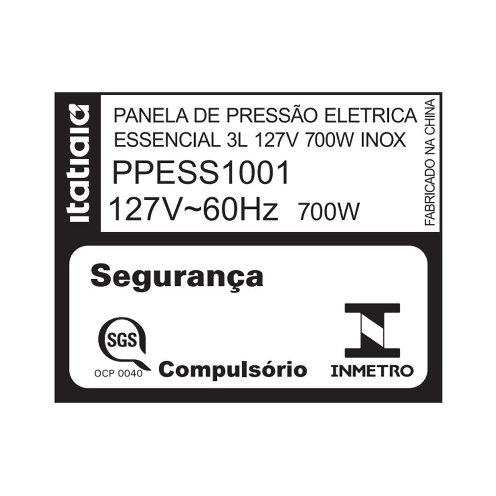 Panela Elétrica De Pressão Itatiaia PPESS1001 - 3 Litros, 700W, Inox, 110V